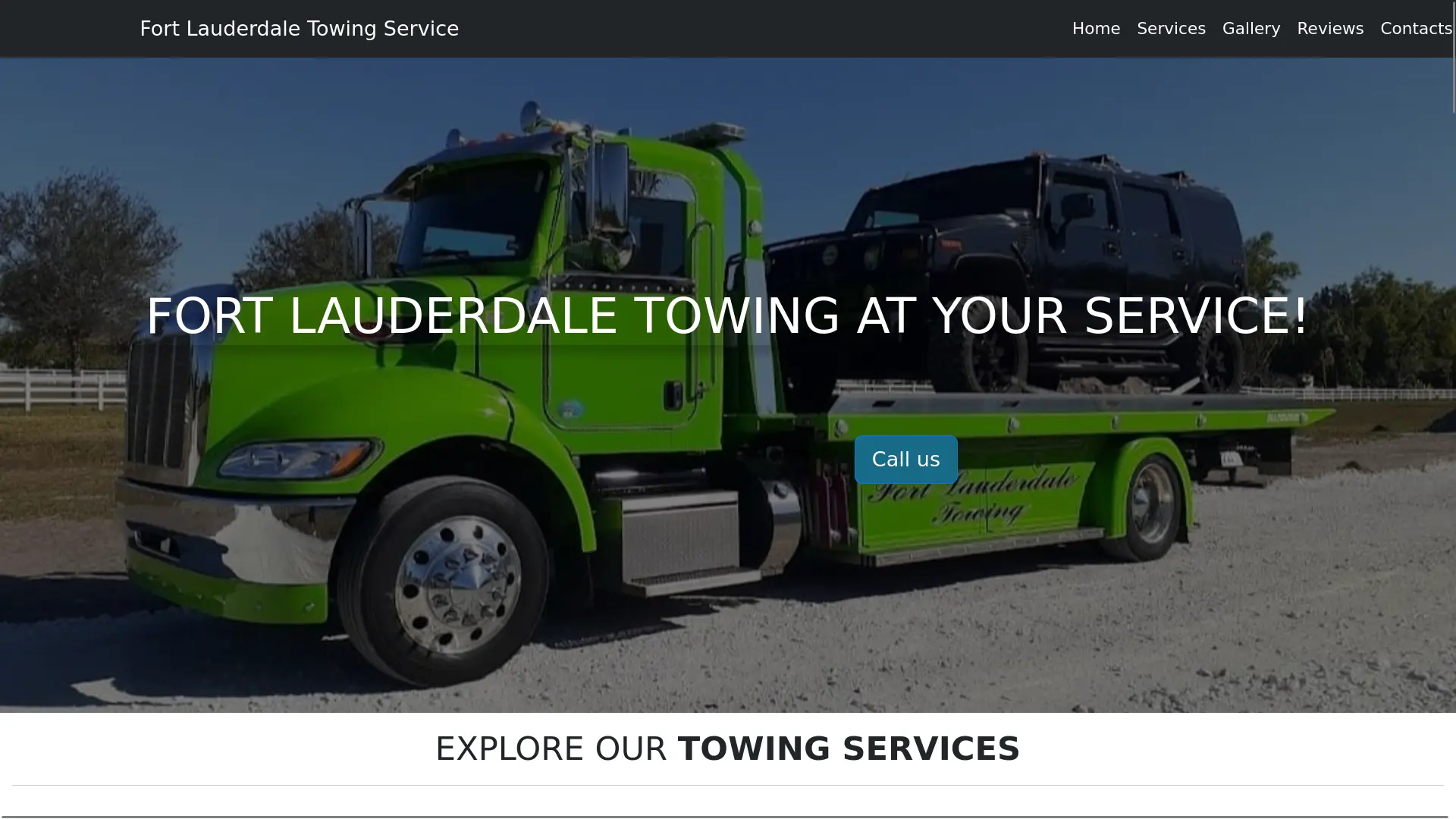 A screenshot image showcasing Fort Laurderdale Towing Services website